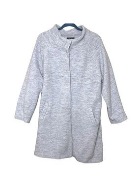 Cynthia Rowley Gray Wool Blend Jacket Sz 1X *(Real Sz L) Snap Button Minimalist